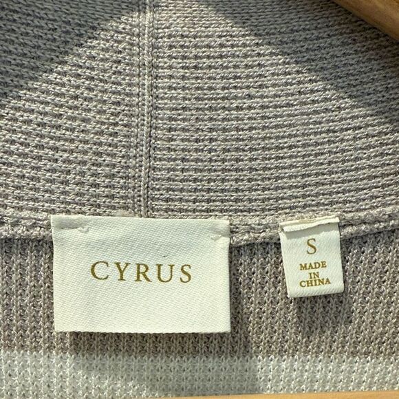 Cyrus Women's Open Front Cardigan Sweater - Cream and Brown Stripes size small - Picture 2 of 9